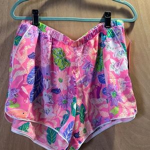 NWT Lilly Pulitzer pajama shorts woven xl pink isle best of friends